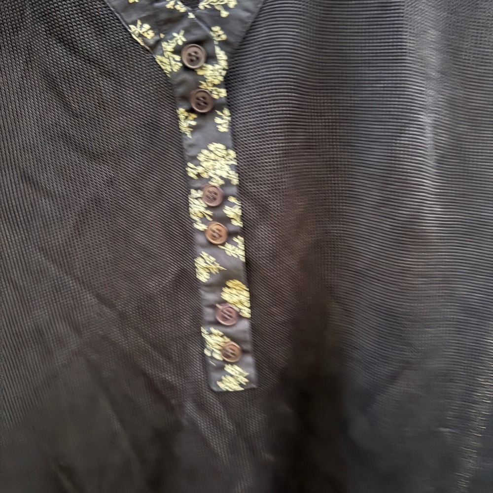 Istante Versace Sleeveless Top Navy Sheer Mesh Floral Trim Vintage 90s Italy - Picture 8 of 11